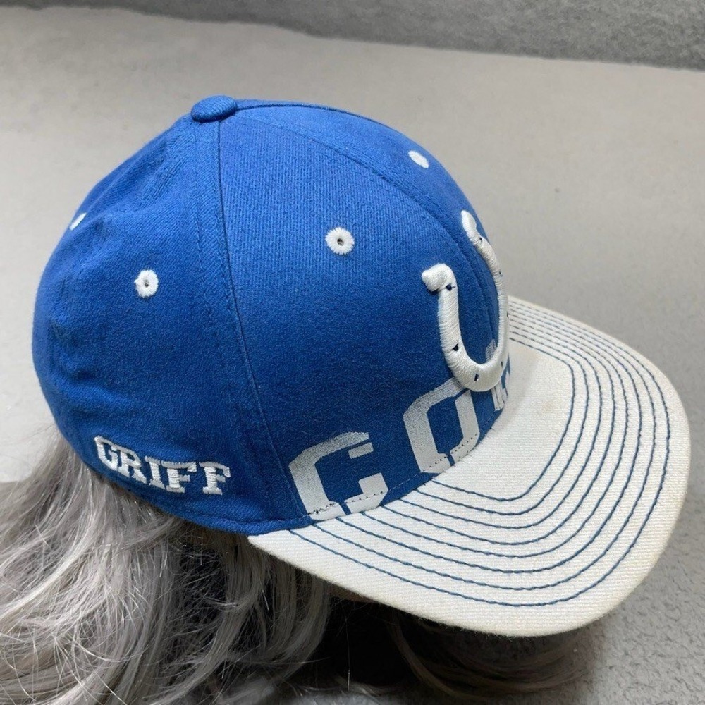 Indianapolis Colts Hat Cap Fitted Small Medium Blue Reebok Griff Whalen NFL Mens